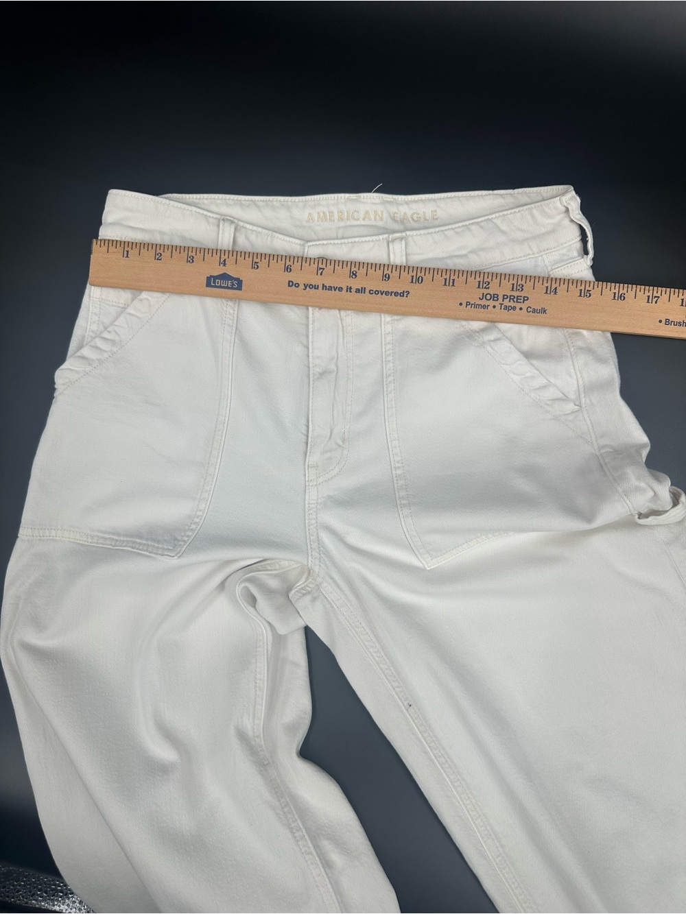 American Eagle Super High Rise Baggy Wide Leg Utility Jeans Off-White Sz 6 1312 - Picture 6 of 10
